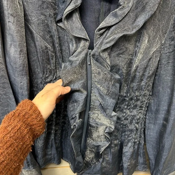 Samuel Dong Shimmering Gray Blouse - Picture 5 of 8